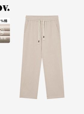 JDV男装2025商场同款秋季新款米色棉质松紧腰宽松休闲裤