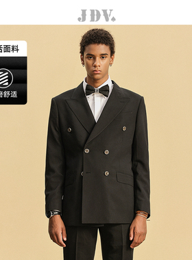 JDV男装春秋新品商场同款黑色双排扣正装西装西服外套SMM4014