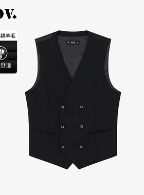 JDV春秋新品商场同款黑色正装男士马甲商务双排扣坎肩WFV4016