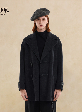 JDV商场同款纯羊毛大衣中长款秋冬季保暖加厚羊角扣双面呢外套