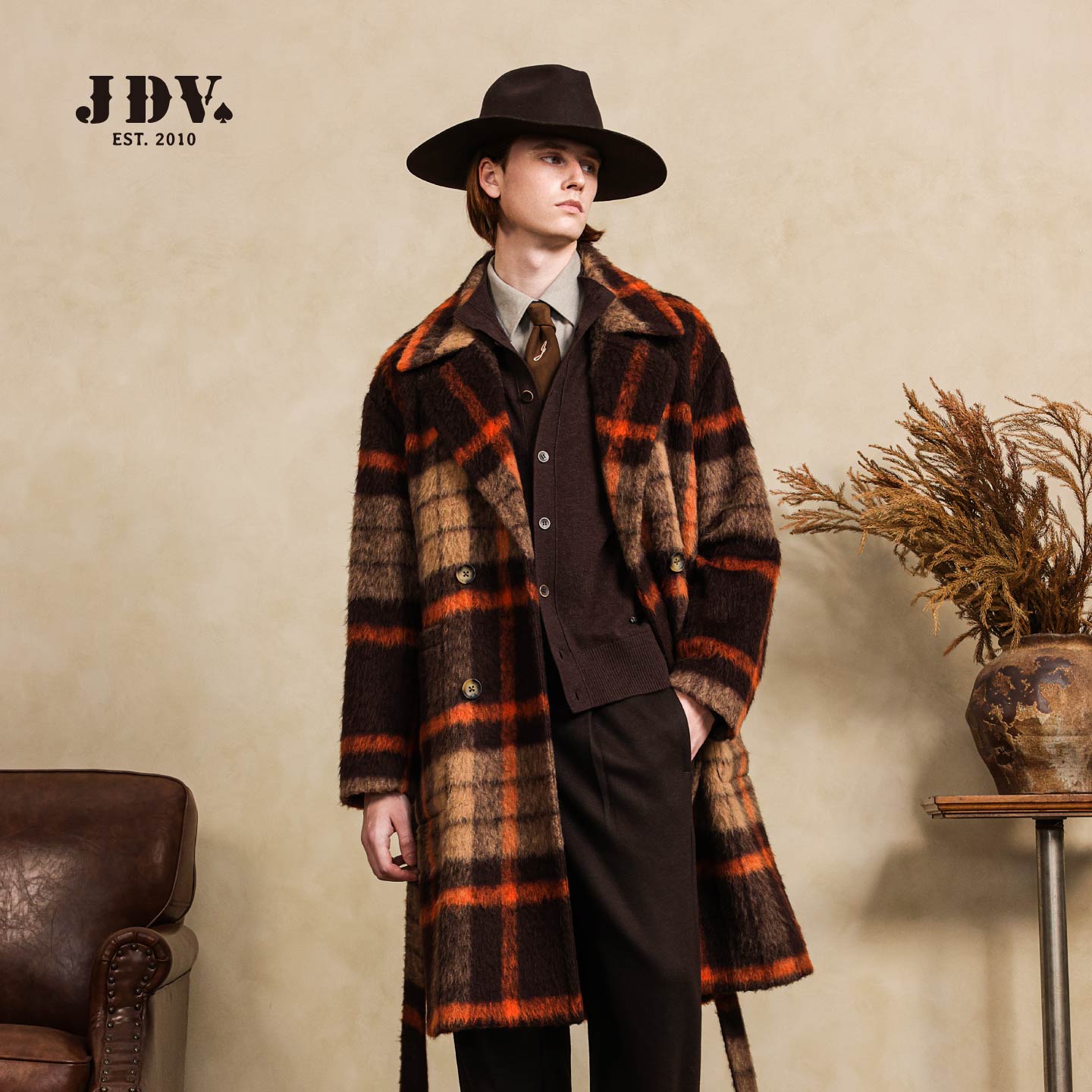 JDV商场同款复古毛呢大衣秋冬新款保暖防风毛呢大衣外套男士