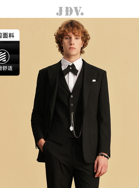 JDV男装春秋新品商场同款黑色西装单排扣正装西服外套SMM4027