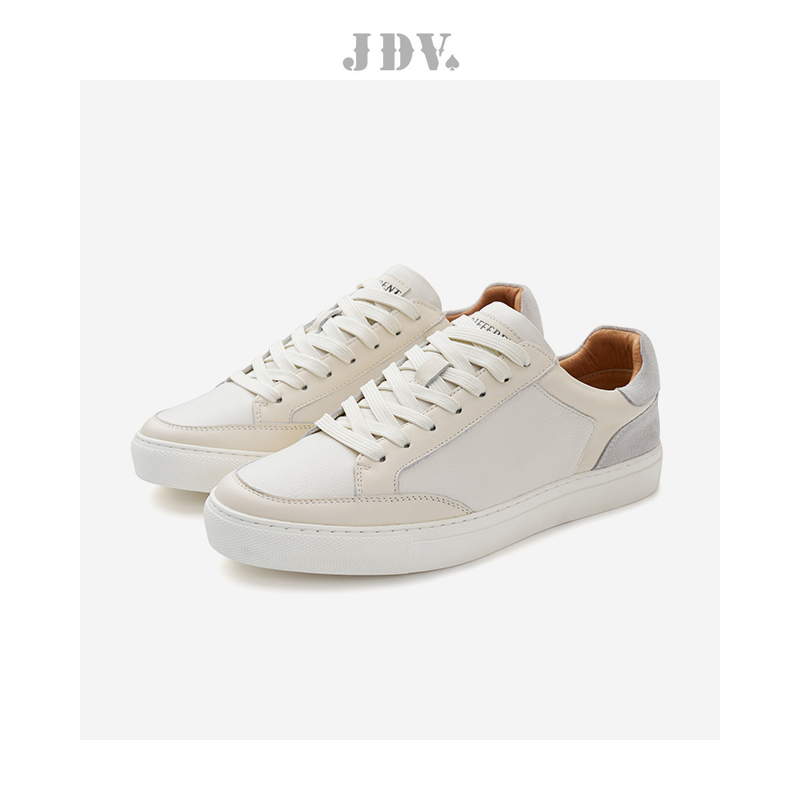 JDV商场同款白色牛皮低帮休闲鞋