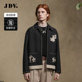 JDV商场同款 黑色刺绣宽松休闲外套WJK4416 复古墨西哥夹克春秋季