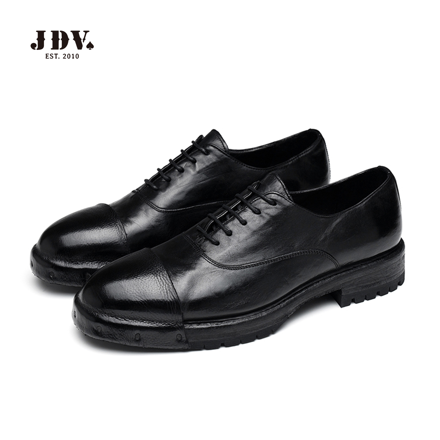 JDV商场同款黑色牛皮革正装皮鞋