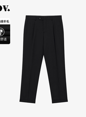 JDV男装春秋新品商场同款黑色男士西裤直筒裤子翻边长裤WPF4016