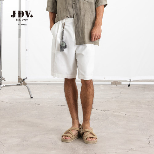 JDV商场同款男白色棉麻五分裤