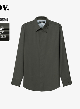 JDV春秋新品商场同款灰绿色长袖正装衬衫男士衬衣上衣WIF4310