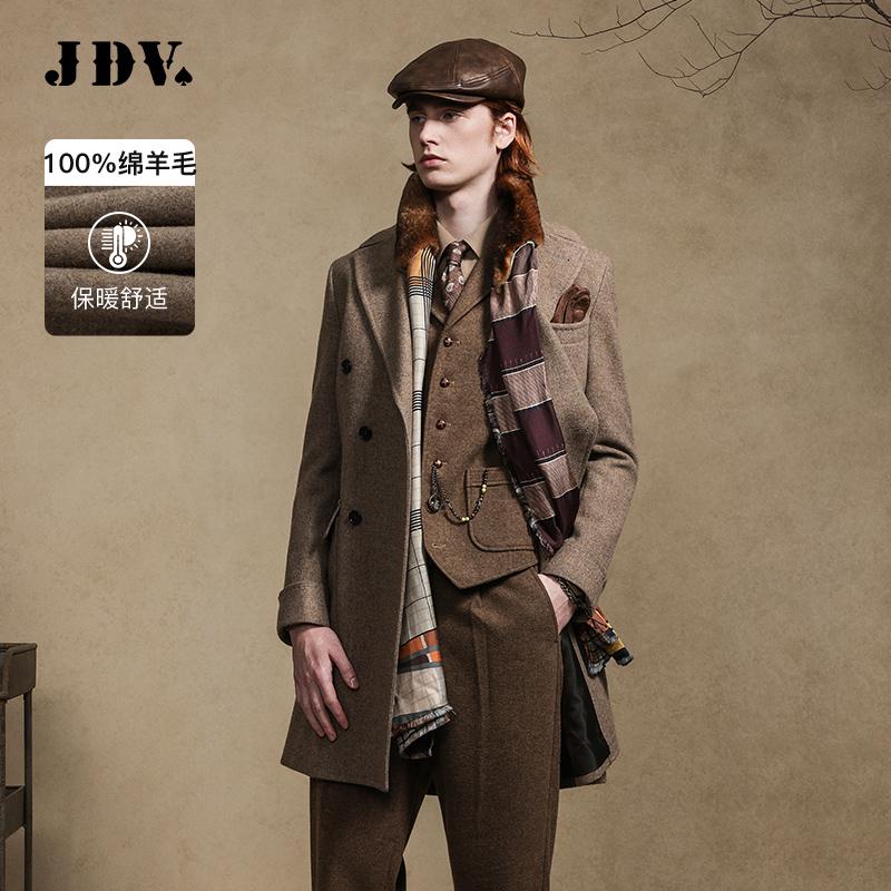 JDV商场同款卡其男士绵羊毛大衣