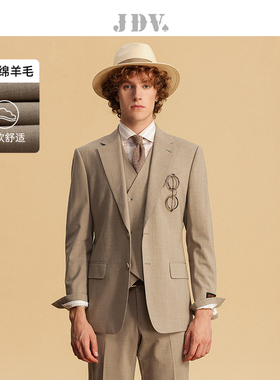 JDV男装春秋新品商场同款卡其色单排扣西服西装外套DSMM4001