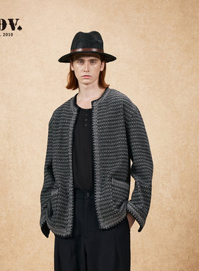 JDV商场同款复古小香风外套男2026春季新款粗花呢针织开衫SJKA259