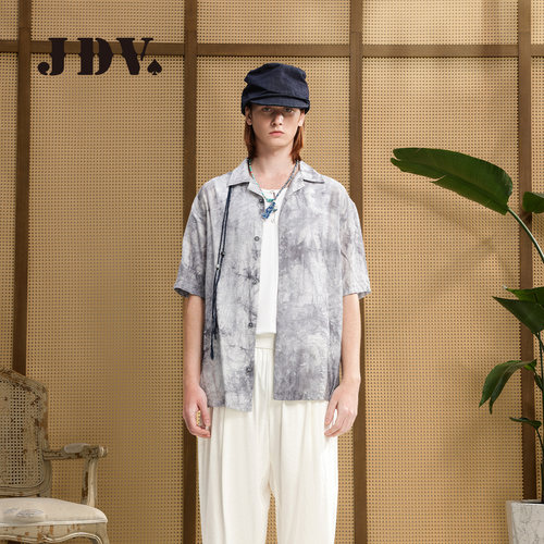 JDV莱赛尔扎染夏威夷短袖衬衫男