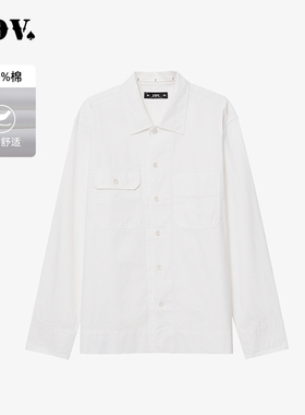 JDV男装春秋新品商场同款纯棉长袖白衬衫休闲衬衣上衣WIC4334