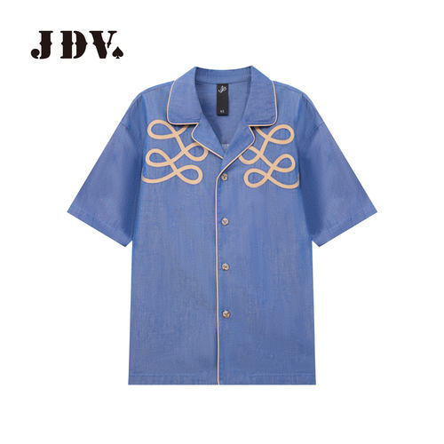 JDV商场同款复古度假风衬衫2026夏季新品刺绣撞色男装上衣SIXA260
