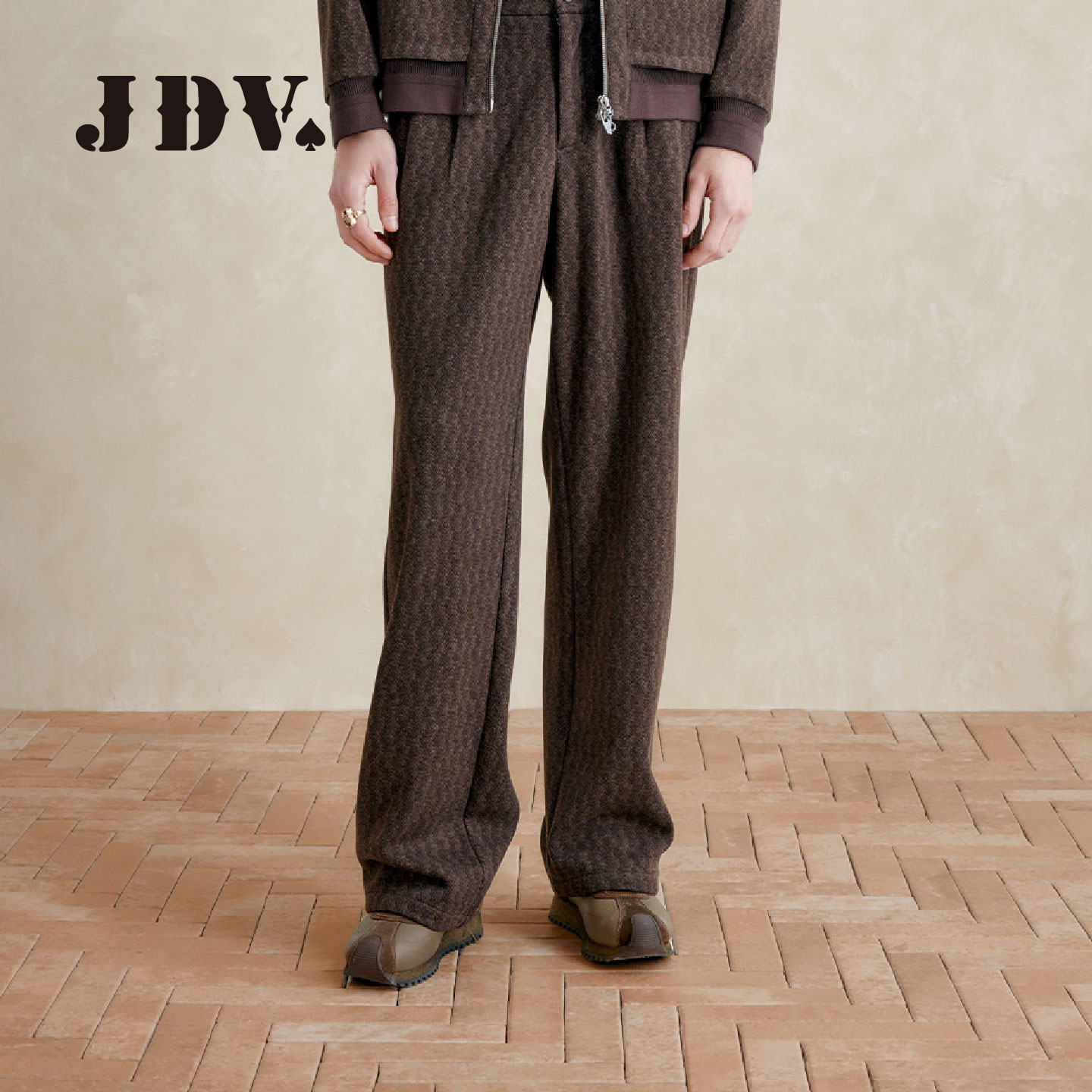 JDV商城同款复古肌理感休闲裤男士2026秋垂感羊毛混纺长裤WPLAW76