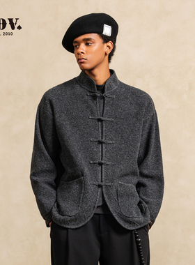 JDV商场同款复古盘扣外套2025秋冬新款立领百搭舒适针织开衫
