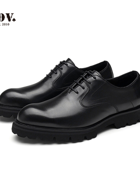 JDV男鞋春秋新品商场同款黑色牛皮革皮鞋厚底正装鞋子WS14772