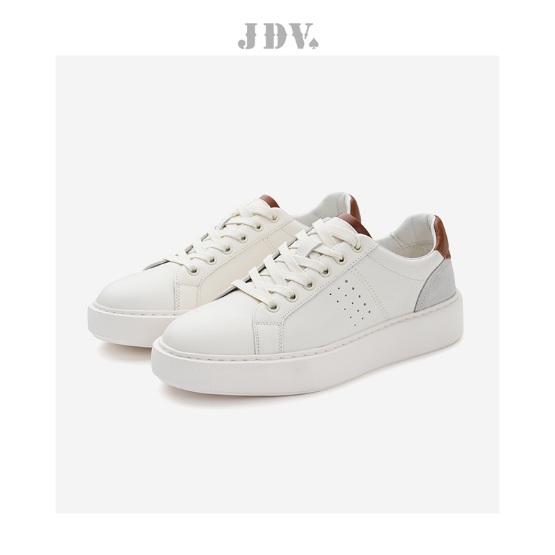 JDV商场同款白色厚底牛皮休闲鞋