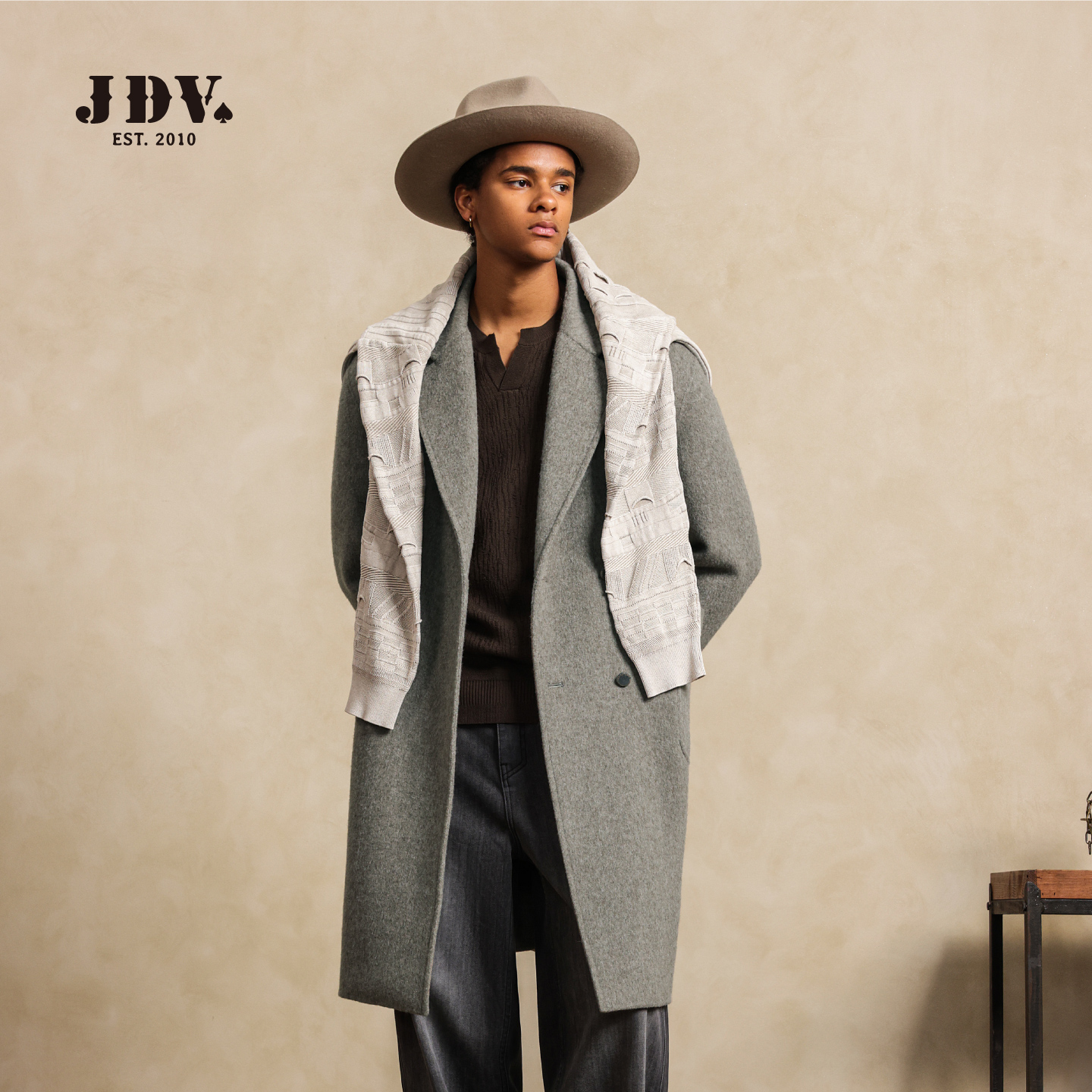 JDV绵羊毛大衣中长款毛呢大衣