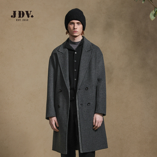 JDV商场同款秋冬绵羊毛呢大衣男装时尚保暖舒适长款外套WCO5519