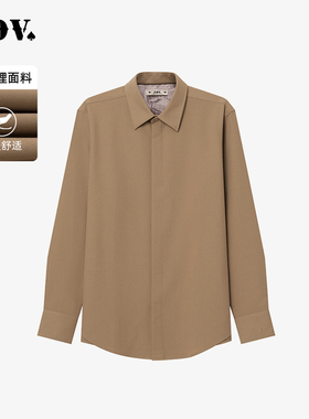 JDV男装春秋新品商场同款卡其色长袖正装衬衫衬衣上衣WIF4303