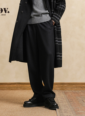JDV商场同款黑色休闲裤秋冬新款羊毛混纺老钱风微锥形长裤WPL57P6