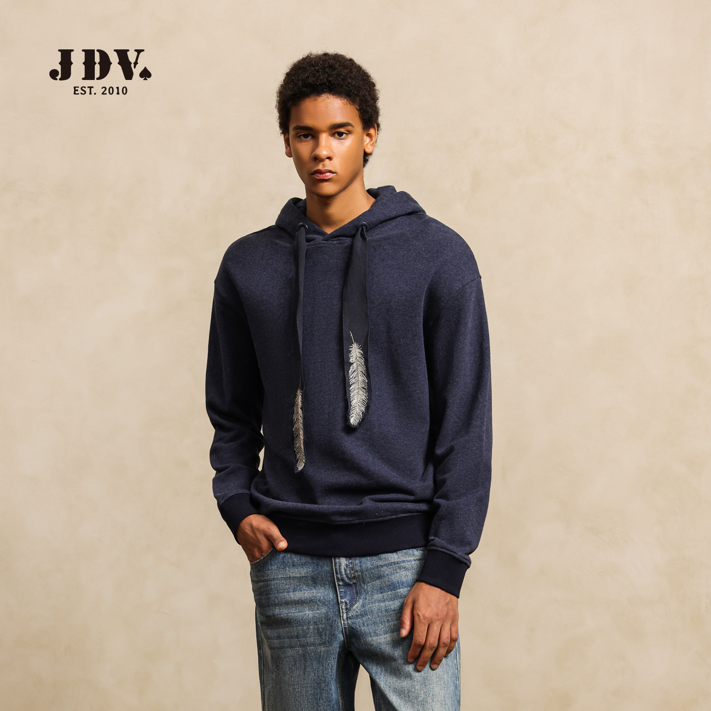 JDV纯棉休闲连帽卫衣2025秋季