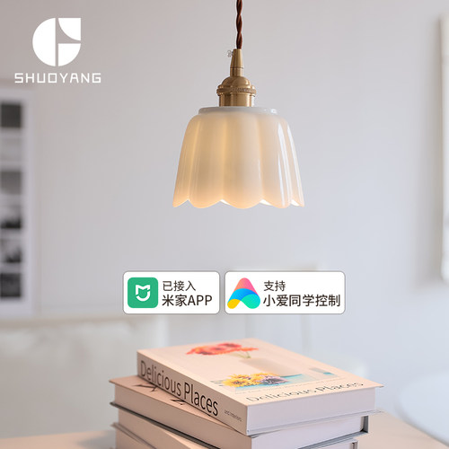北欧美学陶瓷米家智能小吊灯