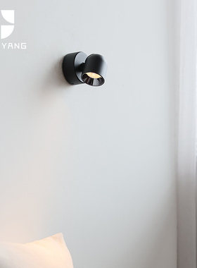 高级感黑色壁灯床头阅读灯极简360度可旋转楼梯已接入米家APP灯具