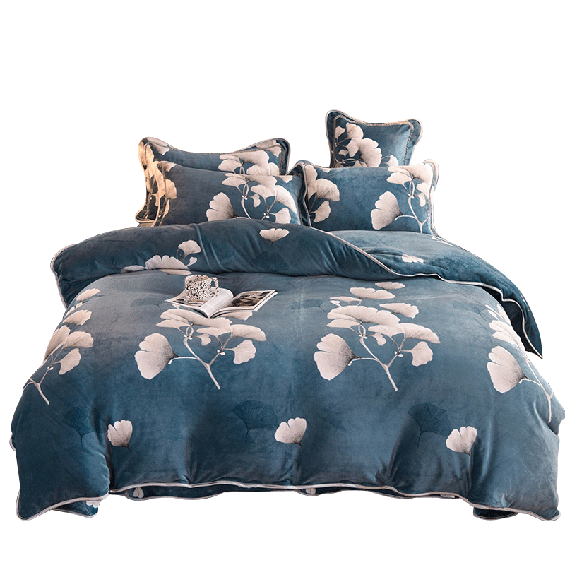 冬季双面加厚牛奶绒四件套珊瑚绒床上用品床单法兰绒冬天加绒被套