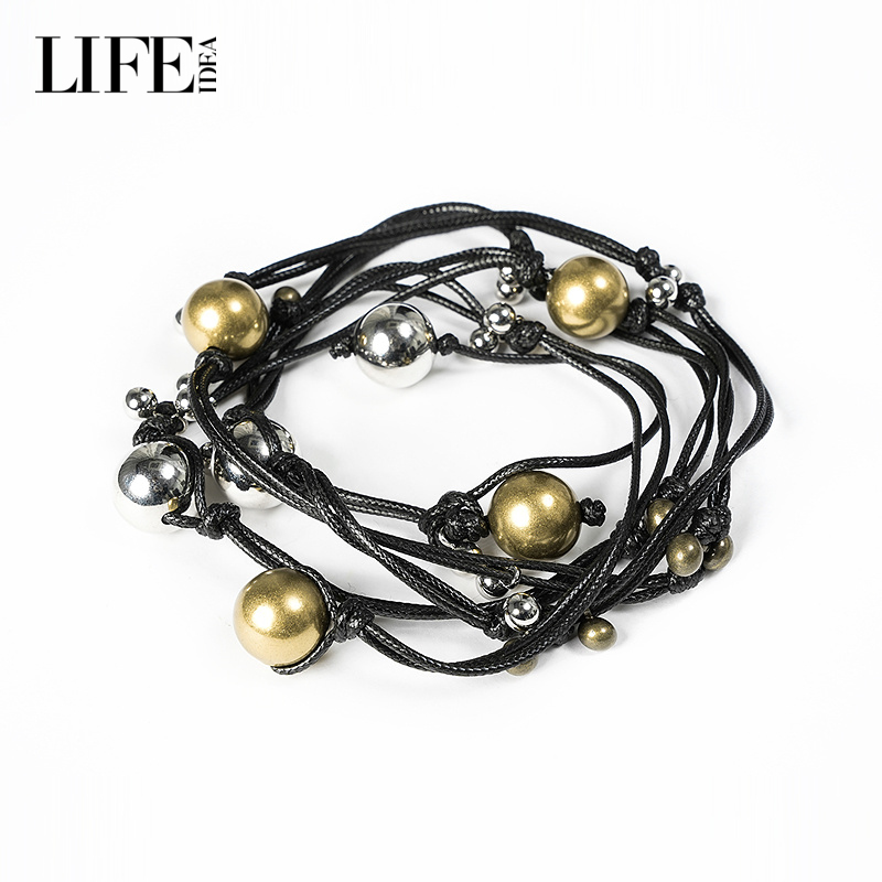 莱芙艾迪儿法式复古金银珠腰带女