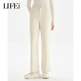 宽松直筒高腰裤 磨毛针织斜纹通勤阔腿裤 女 新款 LIFE·IDEA25秋季