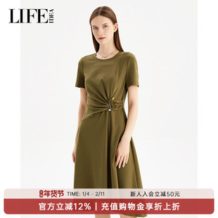 莱芙·艾迪儿特别漂亮掐腰连衣裙夏女2025新款纯色休闲包臀连衣裙