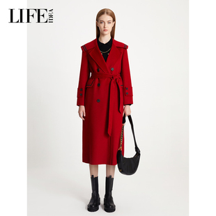减龄羊毛毛呢外套 新款 LIFE·IDEA好运红大衣女长款 冬装