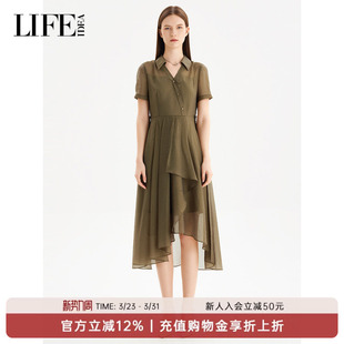 连衣裙轻薄不规则荷叶边新款 衬衫 夏季 莱芙·艾迪儿商场同款