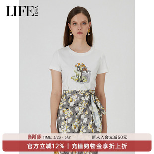 T恤女新款 莱芙·艾迪儿 印花短袖 夏季 百搭正肩上衣 100%棉