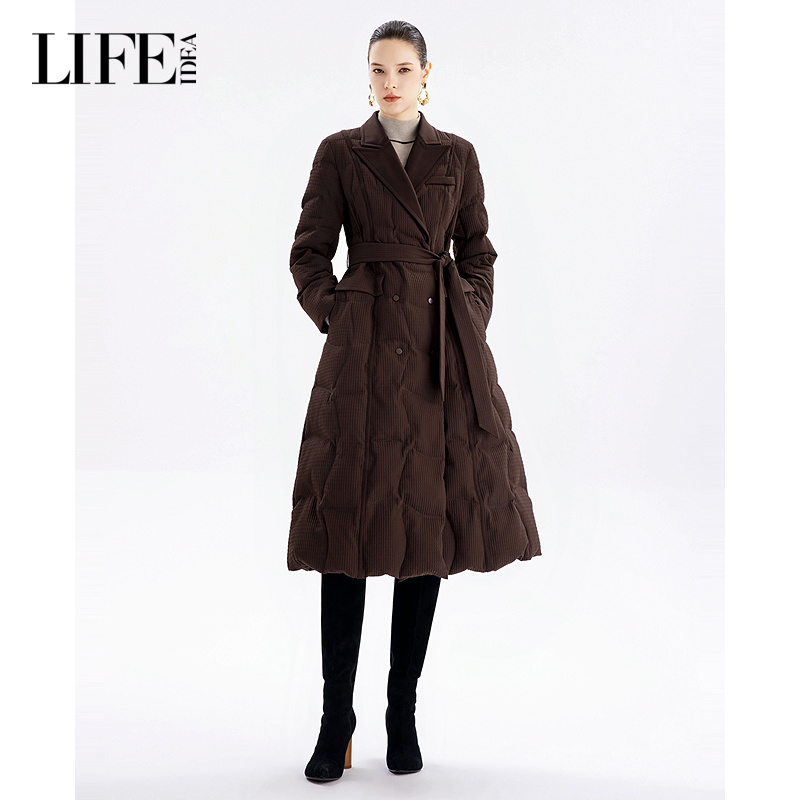 莱芙·艾迪儿西装式长款羽绒服