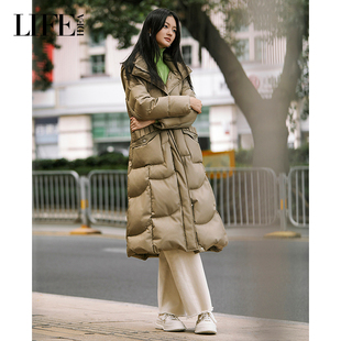连帽设计感羽绒服保暖外套女 中长款 LIFE·IDEA2025年冬季 新款