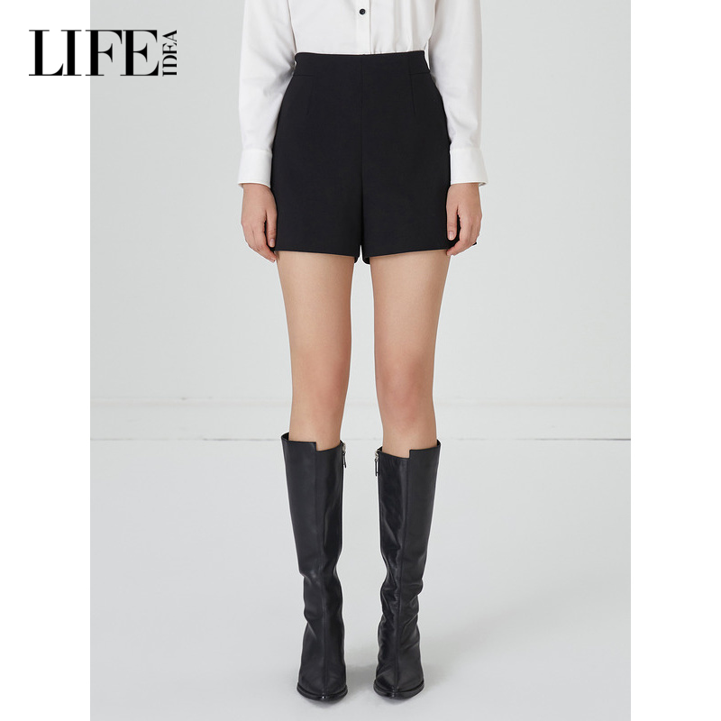 LIFE·IDEA黑色西装短裤女秋冬新款高腰A字气质通勤宽松裤子