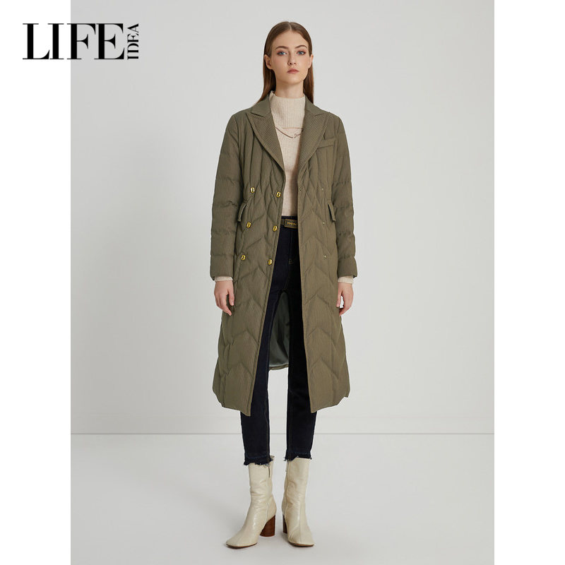 莱芙艾迪儿西装式羽绒服女长款