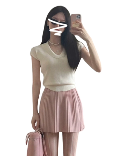 Трикотажная летняя тонкая приталенная футболка с коротким рукавом, на шнурках, в американском стиле