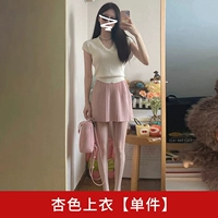 Абрикосовый топ [Одинокое кусок] [Женская футболка с короткими рукавами переднего плеча Лето/Топы для женщин 2024 Новый горячий стиль/ранний шикарный топ/короткий топ/сладкий и пряный топ/леди, футболка с коротки