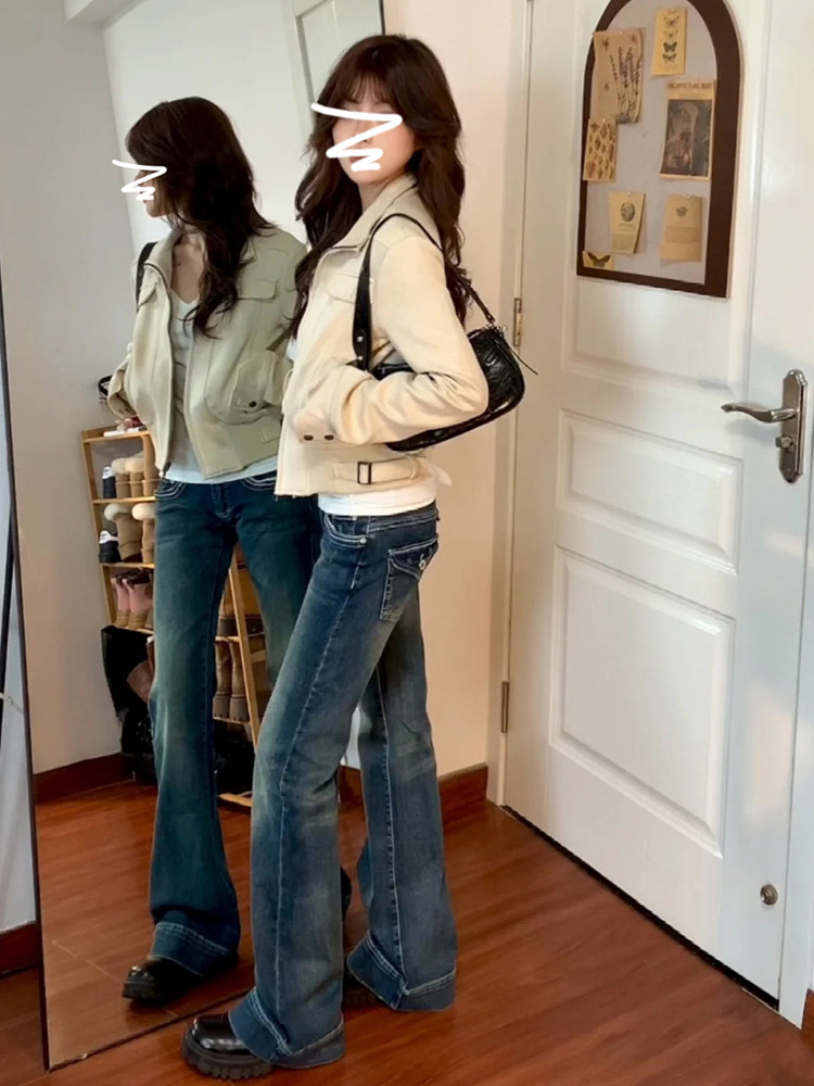 Qadın qısa jaket - yüksək yaxalıq, payız üçün