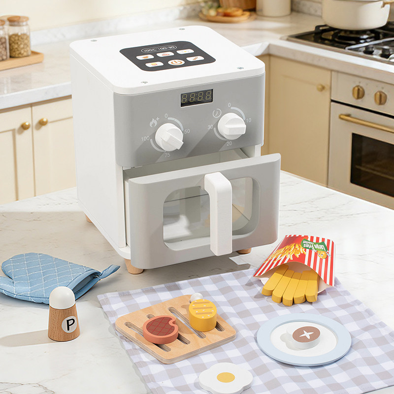 儿童微波炉厨房玩具小孩模拟过家家烘焙做饭木质仿真烤箱厨具套装