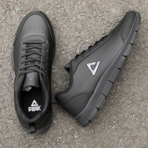 匹克跑步鞋皮面防水男士运动鞋