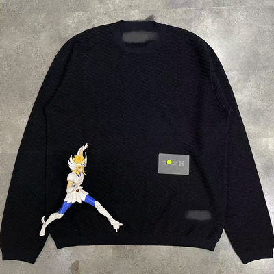 圆领几何绞花套头针织毛衣