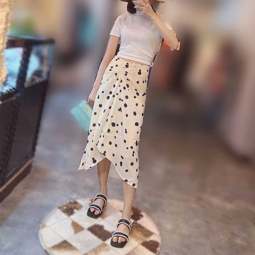 波点包臀裙清凉中长款法式