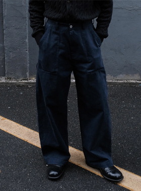 SOTEM（SOLARSYSTEM）Moleskin鼹鼠皮 复古做旧 微弯刀工装裤