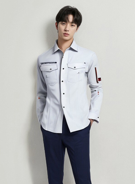 春夏新款长袖衬衫套装工作服可定制防静电晶至52804衬衫