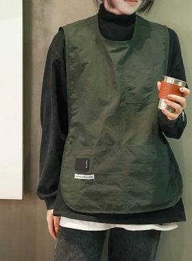 厨房马甲式围裙防水防油咖啡师女餐饮专用理发店工作服定制1019